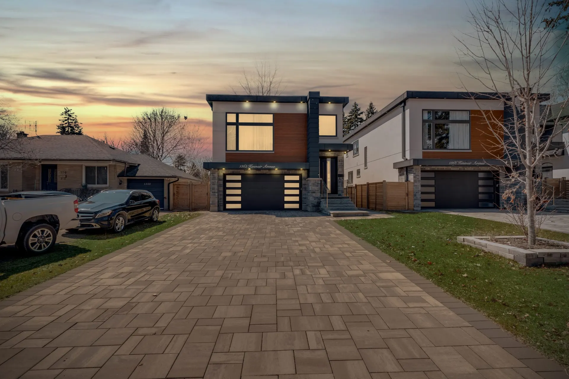 Digital twilight exterior of a custom two-storey home in Mississauga, ON, by RCG Canada